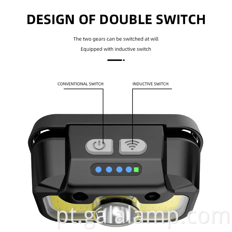 Luz de acampamento recarregável com sensor de movimento com opções de luz branca/vermelha/verde